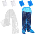 4 Pcs Disposable Rain Pants for Men & Women, Waterproof Plastic Rain Pants with Shoe Cover, Thickened Disposable Rainpants Foot Wrapped Covers for Outdoor Camping, Traveling, Hiking, Blue & Clear