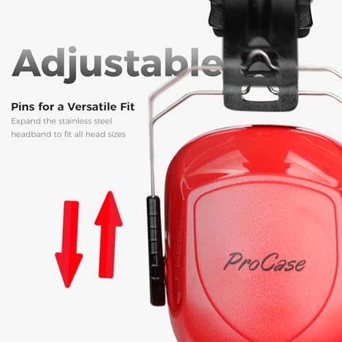 ProCase Hearing Protection Ear Muffs SNR 33dB, Noise Cancelling Headphones - color: 1 - Bright Red