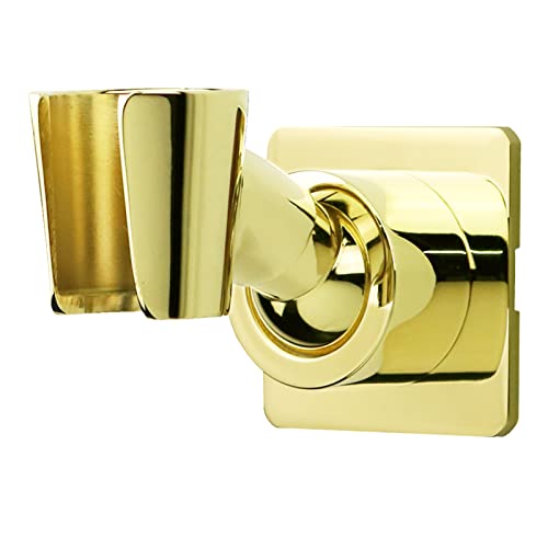 Shower Head Holder Handheld Shower Wand Holder Adjustable Shower Head Bracket Shower Wall Mount Holder, Polished Brass/Gold Finish, Drill Free Glue Installation - color: Yellow
