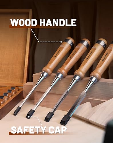 EZARC Wood Chisel Set, 6PCS 1/4-1 Inch CR-V Chisels with Wooden Case