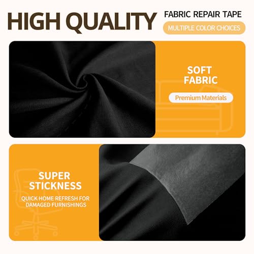 Fabric Repair Tape, 4"x80" Self-Adhesive Linen Repair Tape Patch Kit Black - color: Black, size: 4" x 80"