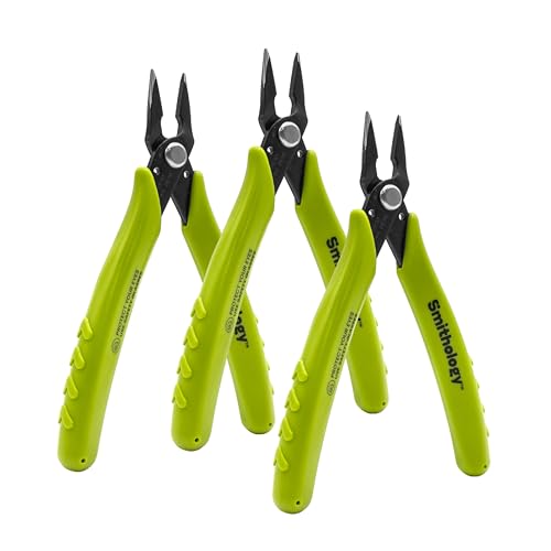 Smithology Mini Needle Nose Pliers 3-Pack, 5.3" Long Nose, Serrated Jaws