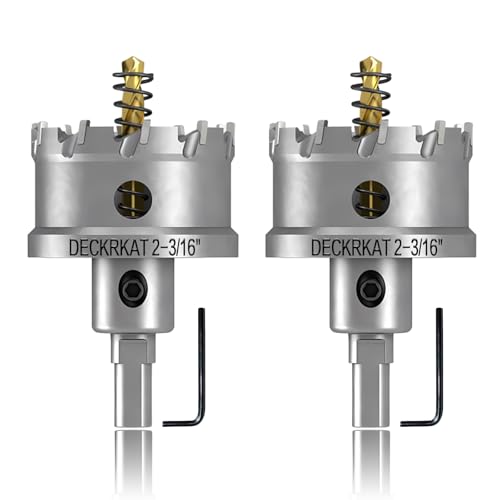 2-Pack 2-3/16" TCT Hole Saws for Hard Metal, Heavy Duty 55mm Tungsten Carbide Tipped Hole Cutters Set with Spring-Loaded Pilot Drill Bits for Stainless Steel, Metal, Iron, and Plastic. - size: 2-3/16" (55mm)
