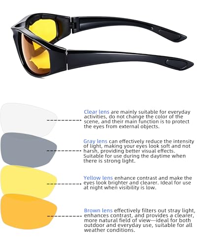 4 Pair Motorcycle Glasses Riding Glasses UV Protection Windproof And Dustproof Motorcycle Foam Cushion Goggles - color: Gray + Yellow + Clear + Brown