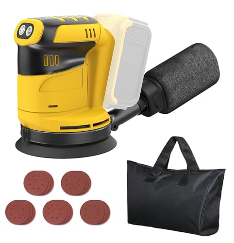 Cordless Random Orbital Sander Compatible with DeWalt 20V MAX Battery (No Battery) 5-Inch Brushless Electric Sander with 3-Speed & Dust Collector, for Woodworking, Metal& DIY Sanding