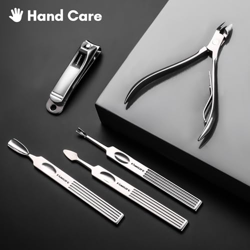 FAMILIFE Stainless Steel Manicure Set 11-in-1 Professional Nail Clipper Kit | Portable Leather Travel Case, Pedicure & Grooming Tools for Fingernails & Toenails, Luxury Gifts Set for Men & Women, Brown - color: Brown