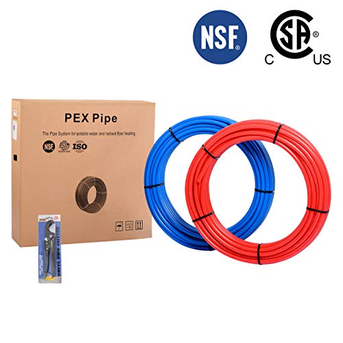 EFIELD 1/2 Inch 2 x 100 ft Blue & Red Pex-b Pipe/Tubing Kit - size: 1/2 inch, 2x100 ft, style: Combo - Brass