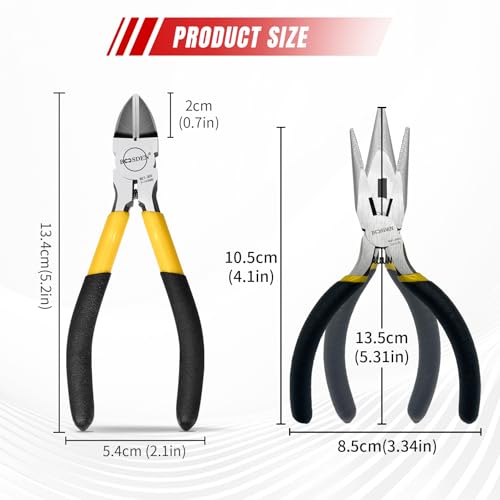 BOOSDEN Mini Jewelry Pliers Set Needle Nose & Flush Wire Cutters 5 Inch - size: 5" Flush Cutter+5" Needle Nose