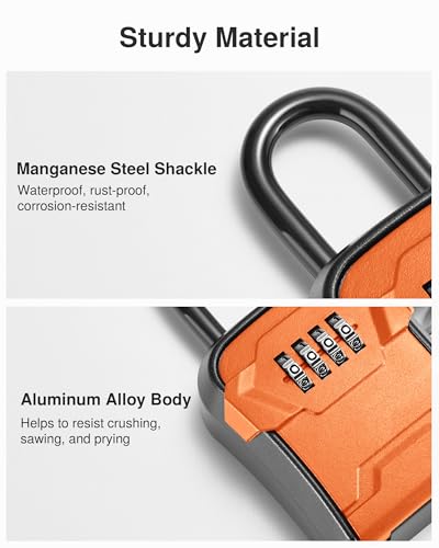 Puroma Key Lock Box for House Keys Combination Lockbox with Code, 1 Orange - color: Orange