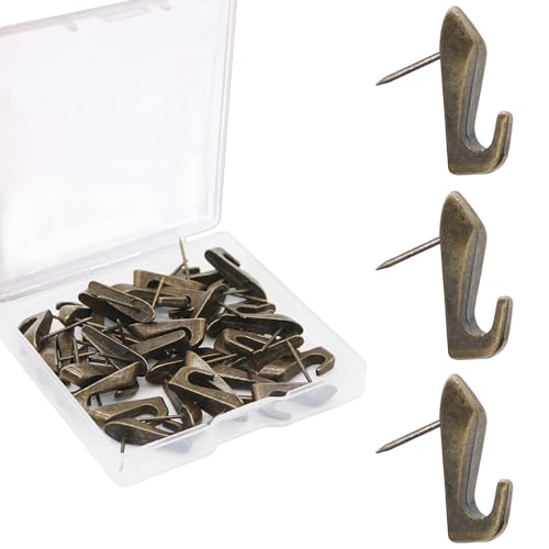 Push Pin Picture Hooks, Push Pin Hangers, Decorative Push Pins for Wall Hanging, Thumb Tacks for Hanging, Bulletin Board Hooks (Bronze) - style: Bronze