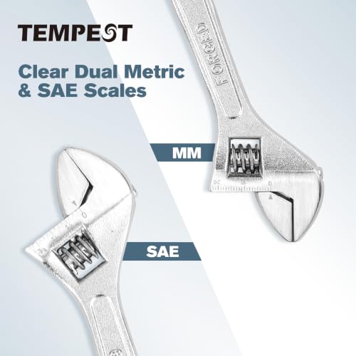 Tempest 6 Inch Adjustable Wrench, High-Torque Carbon Steel Wrench with Metric Scale,for Plumbing, Automotive Repair and Home DIY - size: 6 Inch