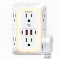 Wall Outlet Extender with Night Light, Power Plug Adapter Multi Plug Outlet Surge Protector with 4 USB Charging Ports (2 USB C), Adapter Spaced Outlets for Home Travel Office-ETL - color: White with Night Light