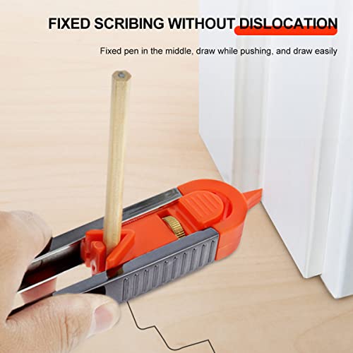 Contour Gauge Scribe Tool, Precise Profile Gauge Tool with Lock and 2 Pencils, Irregular Shape Duplicator, Woodworking Measure Ruler for DIY Handyman, Craftsman, Construction, Carpet, Tile Laying