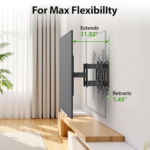 USX Mount Ultra Slim TV Wall Mount for 37-90 inch TVs, Low Profile Full Motion TV Mount with Swivel Articulating Dual Arms, Wall Bracket for Max VESA 600x400mm Holds 120lbs, Fits 16"/18"/24" Studs - size: 37-90 inch, 120 lb