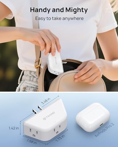 TROND Outlet Extender, 3 Way Angled Outlet Splitter for Bathroom Kitchen - color: White, size: 3AC-3 Prong Plug, 1 Pack