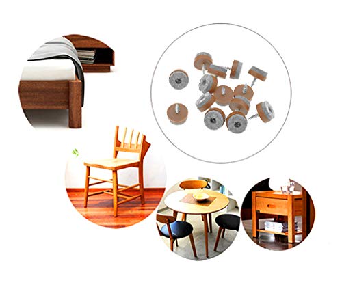 ALIMITOPIA 40pcs Screw-on Furniture Felt Pad Chair Glide Slider Hardwood Floor Protector for Wooden Leg Feet of Chair Table Furniture(Φ20mm or 0.8";Brown) - size: 20mm(Brown)
