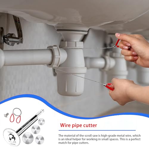 Richcat PVC Pipe Inside Cutter(4Pcs Saw Blades) with 1/4" Hex Shank,Plumbing Internal Plastic ABS Pipe Cutter,22/32/32/44Diameter, with Wire Saw for Indoor Outdoor Pipe Improvement - size: 1/4" Hex Shank (4 Saw Blades + Wire Saw)