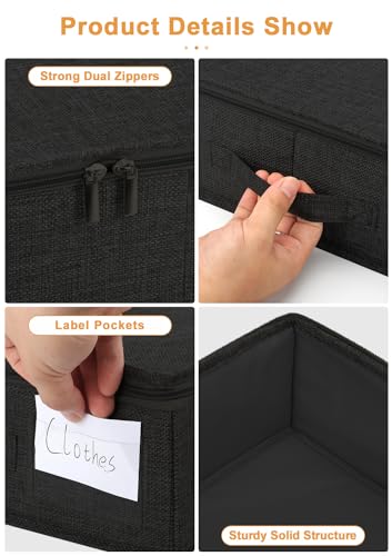 punemi 4.5 in Tall Low Profile Under Bed Storage Containers, 2 Pack, Black - color: Black, size: 2 Pack-4.5 inch Tall-Structured