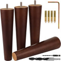 Airy Abode Premium Walnut Wood Furniture Legs (Full Install Kit) - Pick Your Size and Color - color: Brown, size: 8 Inches