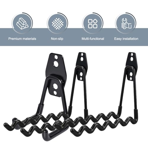 2 PCS Garage Storage Utility Hooks, Heavy Duty Metal Wall Mount Hooks, Wave Hook Garage Garden Tool Organizer, Fit for Cord, Badminton Rackets, Hoses, Bikes, Tools (Black) - size: Wave hooks
