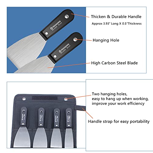 7PCS Drywall Tools, Putty Knife Set, 50# Steel Drywall Taping Knife,Spackle Knife,Wallpaper Scraper Putty Knives, Paint Remover for Wood, Scraper Tool With Storage Bag, Tool Gifts for Men