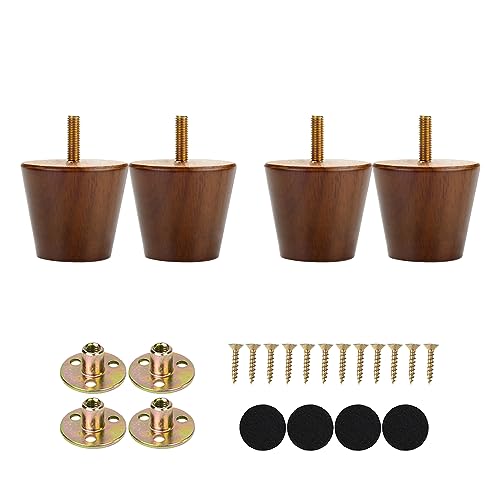 Maricome 2 Inch Furniture Feet Set of 4 Replacement Furniture Legs Predrilled M8 Bolt Short Small Wooden Legs for Chair Dresser Cabinet Ottoman Screw in - color: 2 Inch Walnut