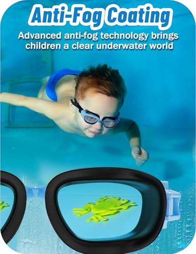 Vvinca Kids Swim Goggles, Swimming Goggles for Kids 3-14 Anti-Fog UV Protection No Leak Pool Glasses for Boys Girls - color: 12-black & Pink