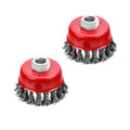 2 Pcs 2.5 inch Wire Cup Brush for 4 1/2 Angle Grinder