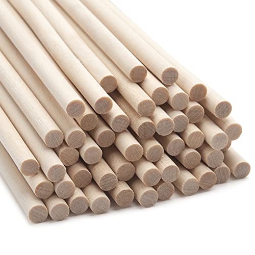 Wooden Dowels Wooden Sticks for Crafts 1/4" x 17.5", 50 PCS Wood Dowel Rods, Wood Sticks for Crafting, Macrame Dowels, Unfinished Round Hardwood Stick for Tiered Cake Support Flower Bouquet, Popsicle - size: 1/4"×17.5"-50PCS