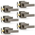 Probrico Passage Gunmetal Black Closet Door Handles, 6 Pack Interior Non-Locking Zinc Alloy Lever, Reversible for Right & Left Side - color: Gunmetal Black