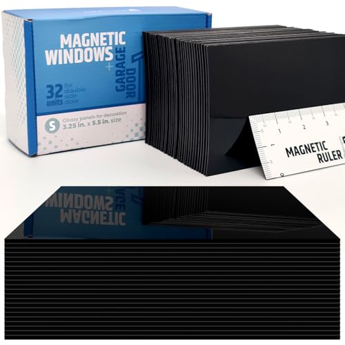 Strong & Glossy Magnetic Garage Door Windows (Size Small) - Looks Like Real Window Panels/Faux Panes - Easy to Align & Will Never Fall (Upgraded Magnets) | Fits 2 Car Garage | 32pcs 3.25"X5.5" - style: 32pcs Magnetic Windows - Small