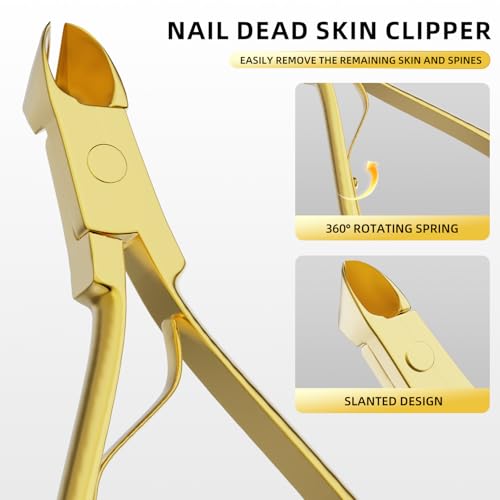 Manicure Set, Stainless Steel Nail Clipper Set with Travel Case - color: Gold