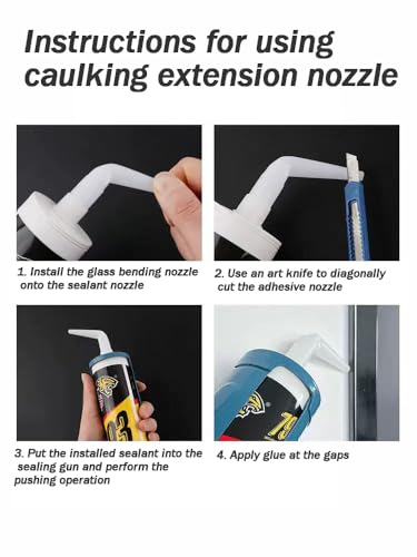10+5+5 Pack White Curved Caulking Nozzle, Replacement Extension Applicator Tip for Sausage Caulk Gun