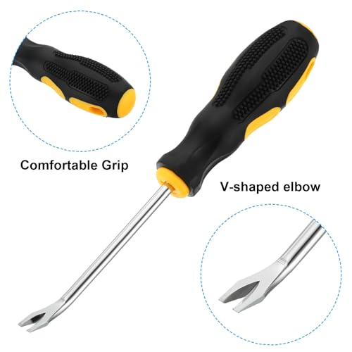 PATIKIL Upholstery Staple Remover, 4" V Curved Construction Staple Puller Staple Nail Tack Tool for Furniture Wooden Floor Photo Frame, Yellow - size: 4"