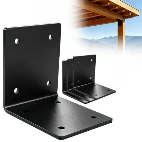 4 Pcs 6"x6"x5" Heavy Duty L Angle Bracket, 6mm, Max Load 300lbs - size: 6×6×5×6