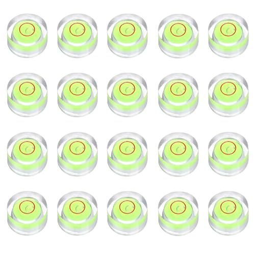 HARFINGTON 20pcs Circular Bubble Spirit Level 13x7mm Mini Round Bubble Spirit Level Little Measuring Layout Tools for TV Industrial Carpentry Picture Frame, Green/Red - color: Green/Red, size: 13x7mm
