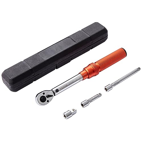 VEVOR 1/4-inch Drive Click Torque Wrench, 20-200in.lb/3-23n.m Mechanical Dual Range Scales, Dual-Direction Adjustable with Adapters Extension Rod - size: 1/4" 4 PCS