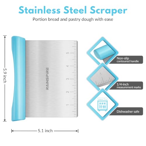 Multi-Purpose Stainless Steel Bench Scraper Dough Blender & Pastry Cutter - color: Blue
