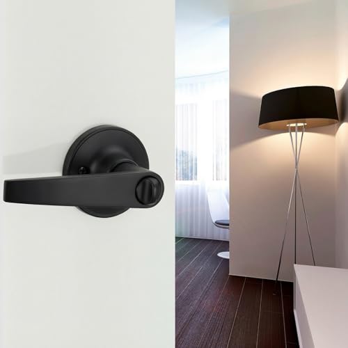 1 Pack of MANREN Lever Keyed Entry Door Lever Handle Lock, Universal Door Knob Hardware, Entrance Version,Black Color (MR802ET-B) - color: Black, style: Entrance