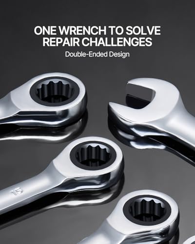 VEVOR Ratcheting Wrench Set, 30-Piece Combination Wrench Set, 72 Teeth - color: Silver 30pcs, size: Metric&SAE