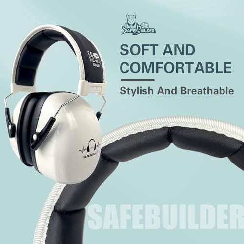 SAFEBUILDER Ear Protection Ear muffs Noise Reduction NRR 28dB Adjustable Hearing Protection for Working Mowing SK-06P - color: White