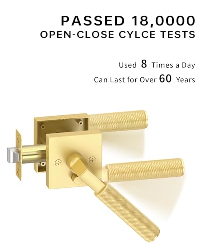 Asidrama 4 Pack Brushed Gold Privacy Interior Door Handles - color: Brushed Gold, size: 4 Pack, style: Privacy