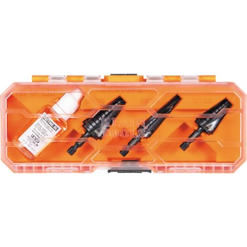 Klein Tools QRST3PC 3-Piece Impact Step Drill Bit Set with Cutting Oil/Lubricant and Modular Case, 1/2 to 7/8-Inch, Quick Release Hex Shank - size: 3-Piece Set (Small), style: Quick Release