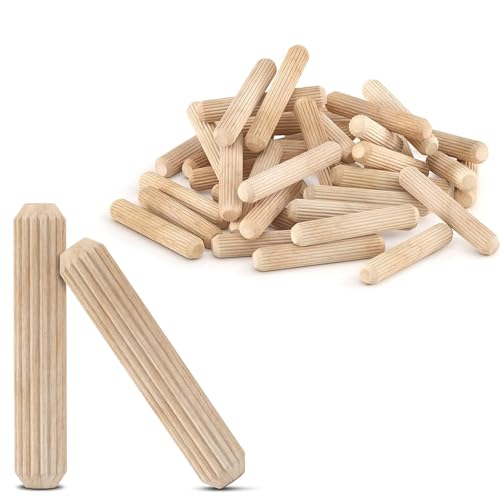 Wood & Wooden Dowel Pins 1/4" x1 1/4" (6mmx30mm) - Fluted Grooved Hardwood Pegs for Woodworking, Craft Projects - 100 Pack by PXBBZDQ - size: 1/4" x 1 1/4"