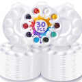 30Pcs Paint Tray Palettes, Plastic Paint Pallets with Hanging Hole for Teachers or Students to Paints on School Project, Art Class or Have a Birthday Painting Part - size: 30PCS