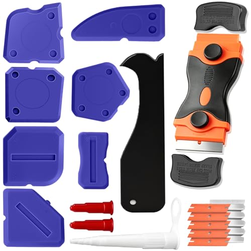 22pcs Caulking Tool Kit-Caulk Finishing Tool, Caulk Remover Tool and Caulk Nozzle Tip for Gap Bathroom Kitchen Toilet Caulking Gap Filling, Suitable for Professionals and DIYer