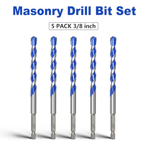 5 Pack 3/8 inch Concrete Drill Bit Set,Masonry Drill Bit Set - style: 3/8"（5 Pcs）