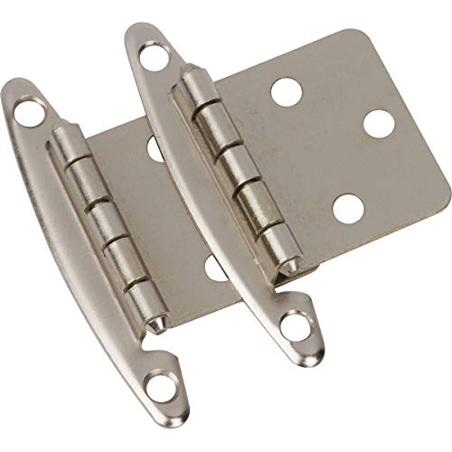 DecoBasics (25 Pairs Pack/50 Pcs) Satin Nickel, Non Self Closing/Free Swinging Variable Overlay Flush Cabinet Hinge - color: Satin Nickel