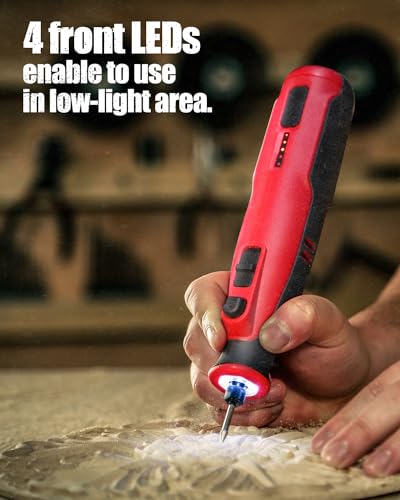 AVID POWER 8V Cordless Rotary Tool 5 Speeds Dog Nail Grinder 4 LED Lights - color: Light Red