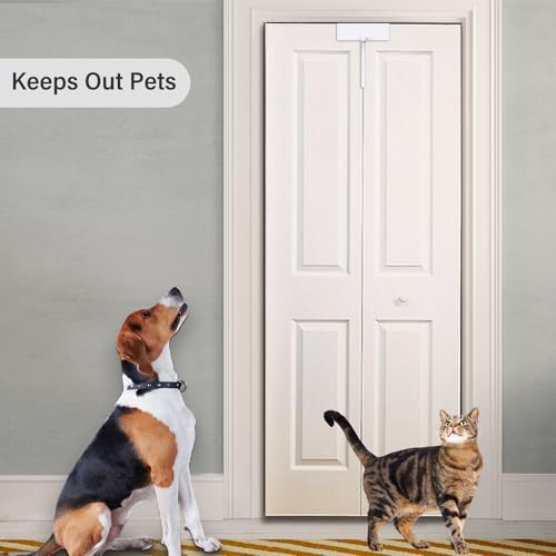 Metal Bifold Door Lock - Double Door Child Safety Locks Keep Toddler, Cats&Dogs Out of Closets, Cabinets, Pantry - No Need Install (1PC) - size: 1PC